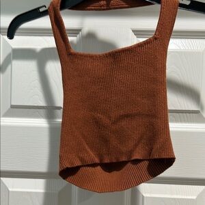 SHEIN Brown Asymmetrical Ribbed Tank Top